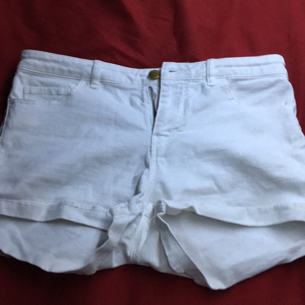 White jean shorts